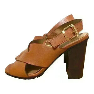 NAPOLEON Leather Slingback Sandals  Block Heel ITALY Strappy Casual